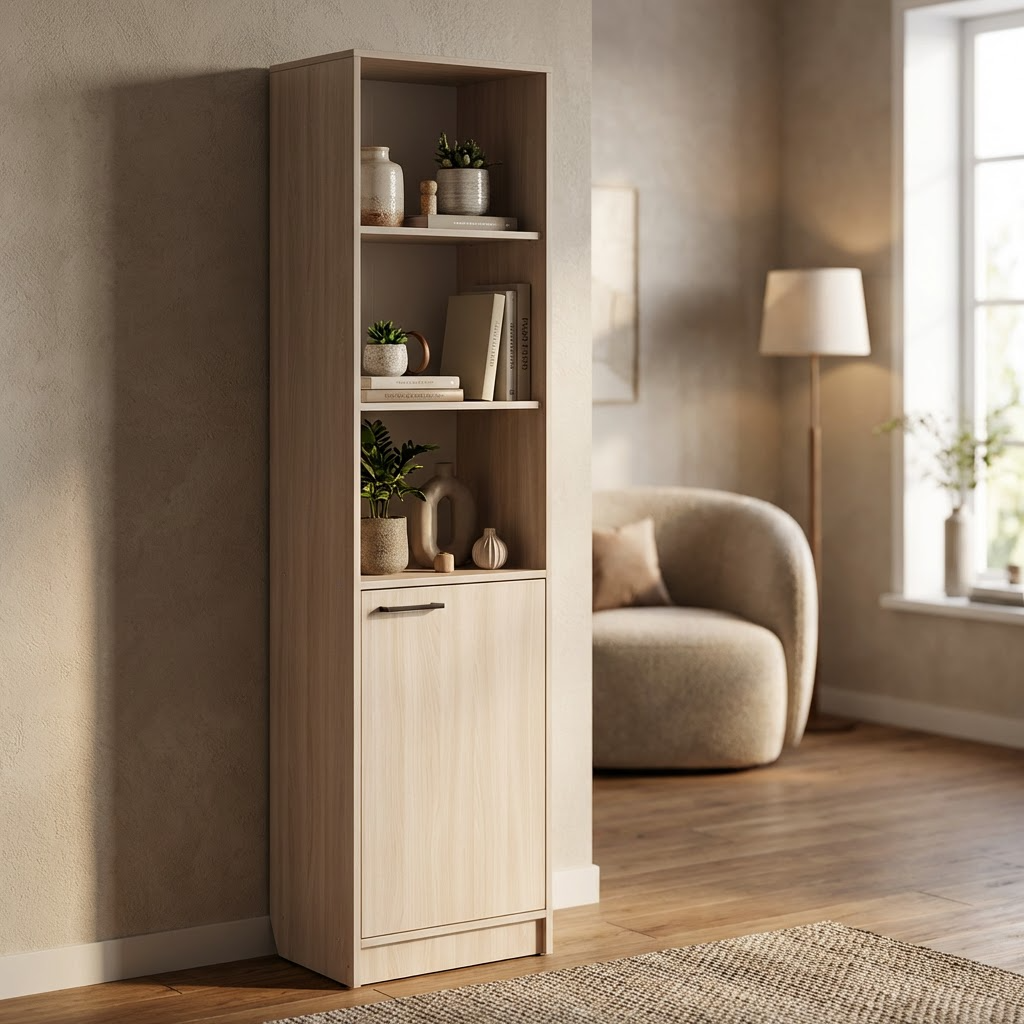 Стеллаж узкий полузакрытый КУЛ-121 (450х350 Н2000) ясень шимо светлый