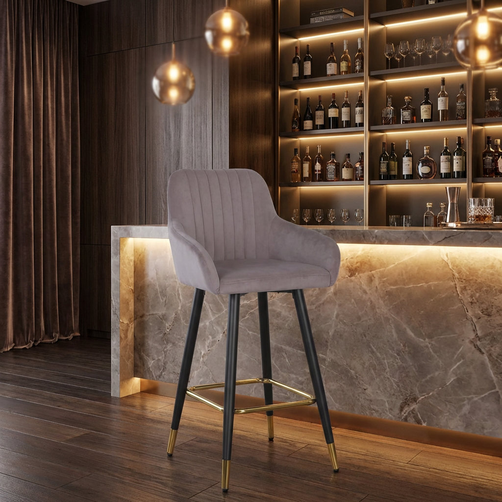 Стул барный BARSTOOL PU (серый) (ВИ)